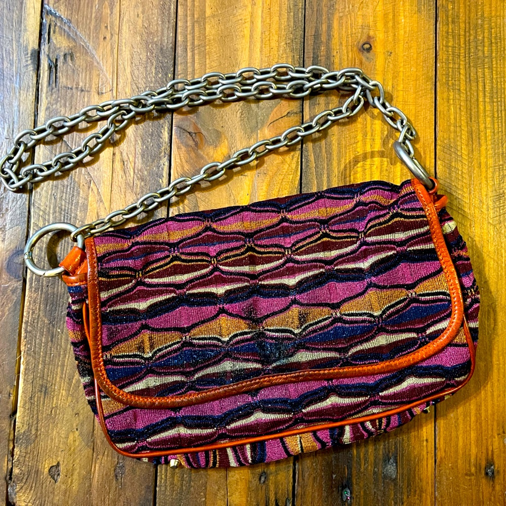 M by Missoni Leather trimmed Metallic Crochet knit purse In Multicolor ✨